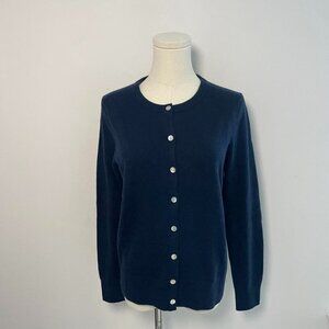 Quince 100% Mongolian Cashmere Cardigan Sweater in Navy | Women’s Size Medium